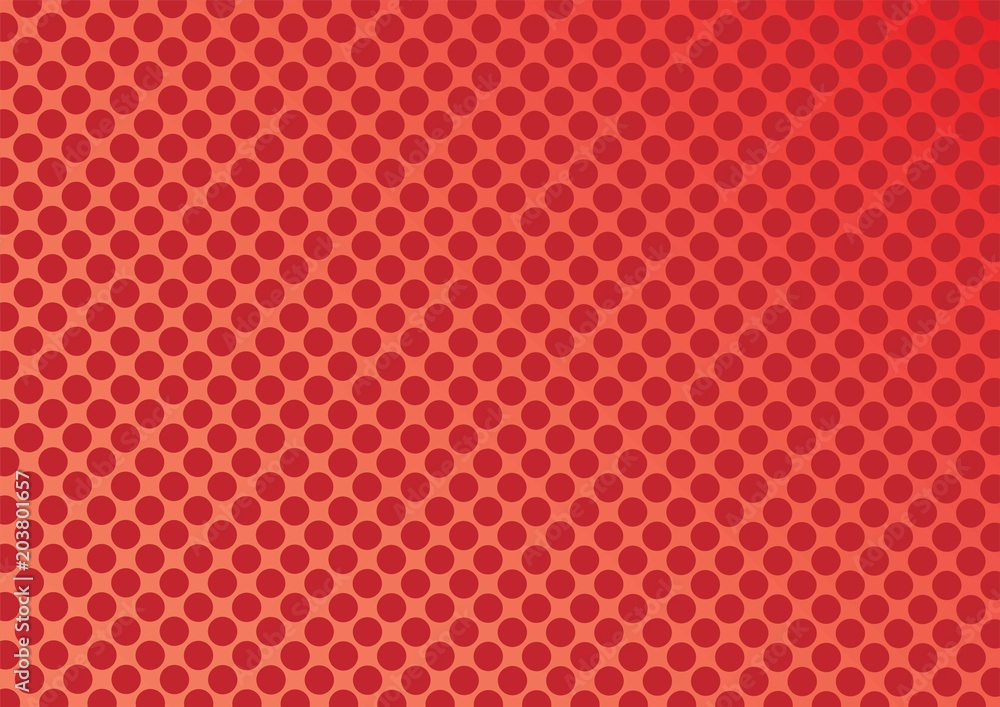 Aufkleber Abstract red and orange color of circle shapes halftone pattern. Texture pixel Curved mosaic dotted background.
