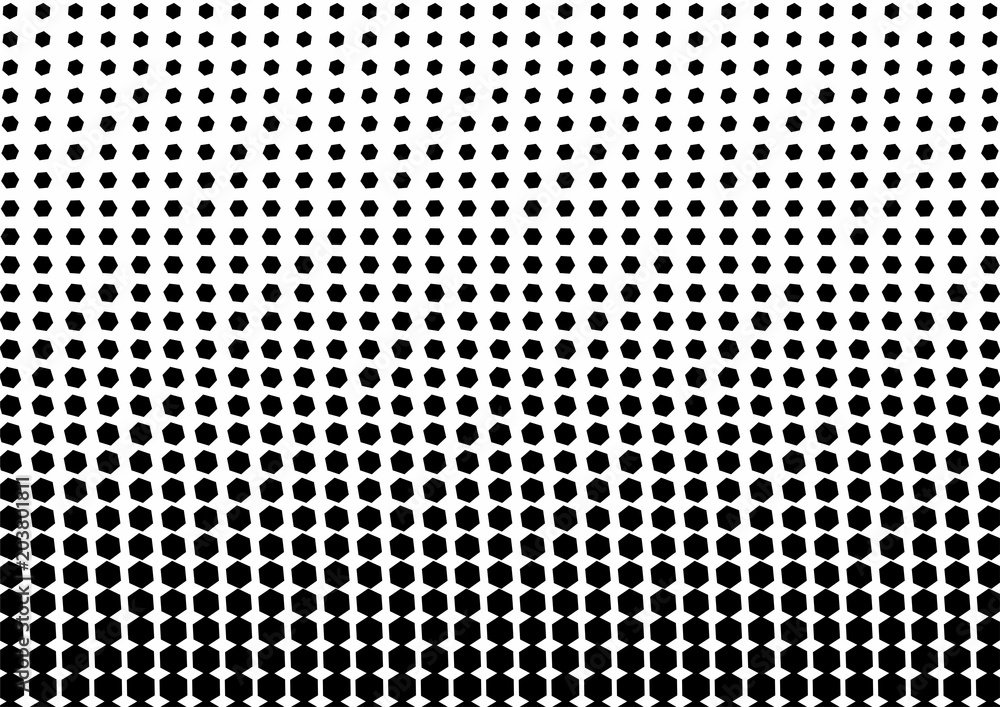 Poster abstract black and white color of geometric shapes halftone pattern. texture pixel curved mosaic dot