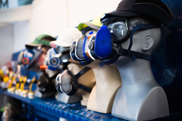 Respiratory masks in the store of a uniform