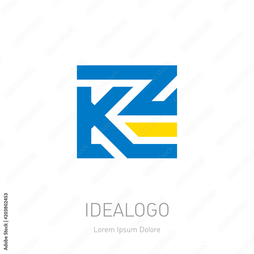 Poster k and z - vector design element or icon. kz initial logo. z and k initial monogram logotype.