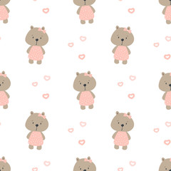 Seamless pattern with cute bear. Vector print for child.