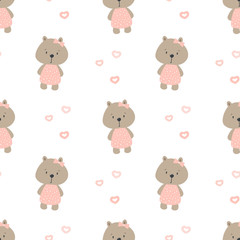 Seamless pattern with cute bear. Vector print for child.