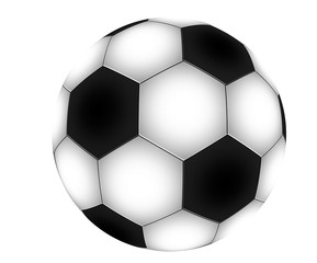 close up on traditional black and white football soccer ball on white background