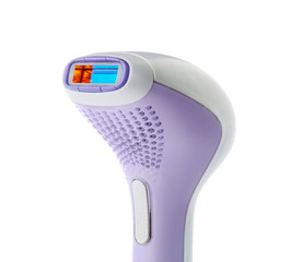 Modern laser epilator on white background