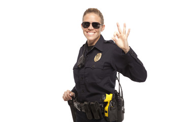 Police officer gesturing OK sign