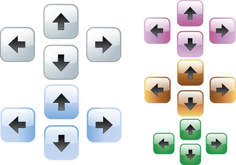 Flechas de color gris, azul, morado, naranja y verde.