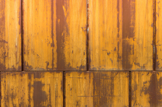 Rusty walling panel made of corten steel - weathering steel sheet