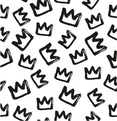 Pen Crown Seamless Pattern & Background Freehand Set 02
