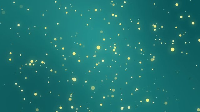 Sparkly teal blue background with falling yellow light particles.