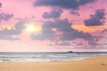 Sunset on the shores of the Indian Ocean, Bentota, Sri Lanka