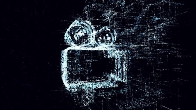 Intro animation sign camcorder. Abstract video shooting consisting of program code in electronic space