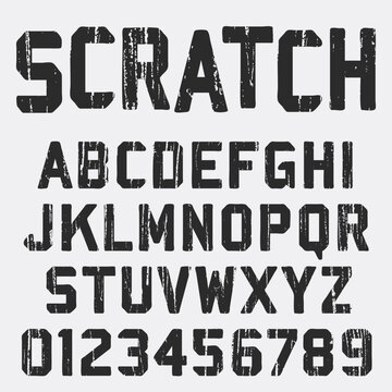 Scratched alphabet font template