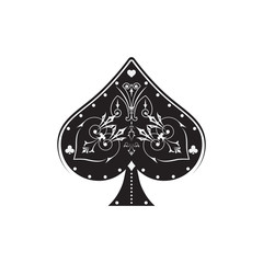 Poker and Casino. Ace of spades, vintage and retro style. Vector illustration.