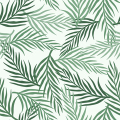 Tropical background with palm leaves. Seamless floral pattern. Summer vector illustration