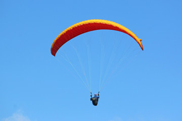 Paraglider flying