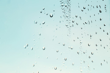 Water drops on window glass after the rain