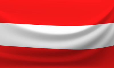 Waving national flag of Austria. Vector illustration