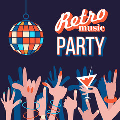Retro disco.  Vector illustration, poster.