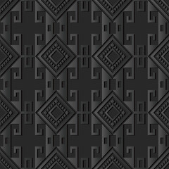 3D dark paper art Check Square Spiral Cross Geometry Frame