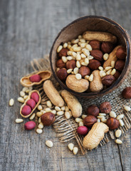Mixed nuts on a table