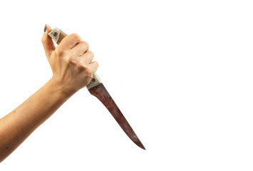 The female hand with blood knife