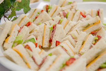 Sandwiches Waiting for the Guest in a Service Plate on a Party
