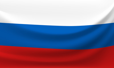Waving national flag of Russian Federation, . Vector illustration