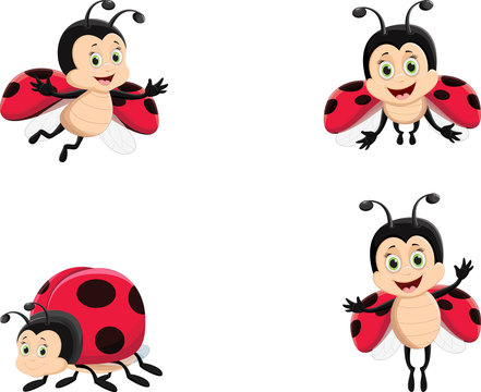 cute ladybug cartoon set Stock Vector | Adobe Stock