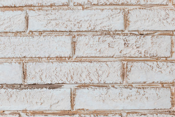 White brick wall, perfect as a background, square.Loft styled white brick wall.grungy rusty blocks of stonework technology