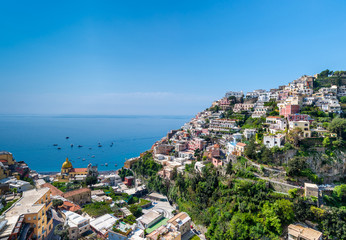 Naklejka premium Panoramic view of the town of Positano at Amalfi Coast, Italy.