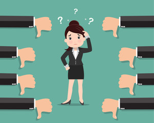 Business woman unlike thumbs down - vector illustration © thecaption9999