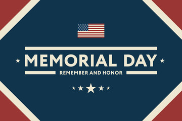 Memorial Day USA Greeting Card Banner Wallpaper. Remember and Honor Flat Design.