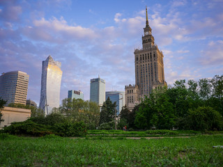 Fototapeta na wymiar Warsaw, Palace of Culture in the morning