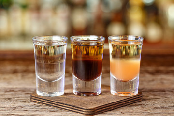 Different cocktails on the bar