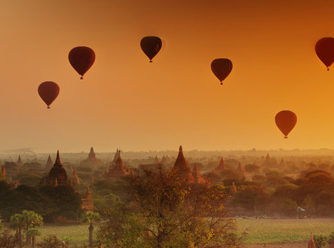 Bagan historic site during the sunrise, Myanmar