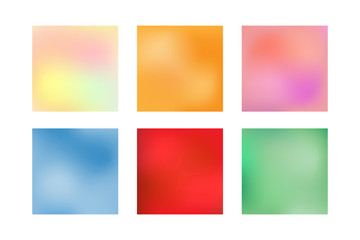 Collection of square blurry backgrounds, banners, posters, templates. Gradient mesh. Colorful blurred patterns for design.