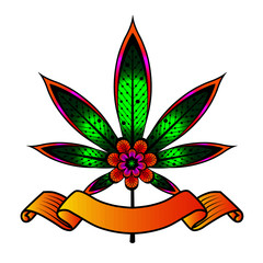 Cannabis Leaf Tattoo Logo