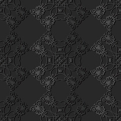 3D dark paper art Spiral Curve Check Cross Frame Flower Crest