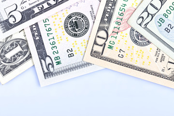 Dollar bills isolated on white background