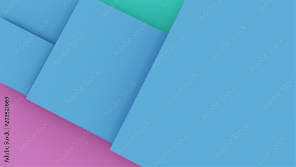 Poster 3d rendering rectangular colorful paper background