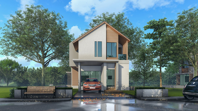 3D Rendering Architectural House Design 