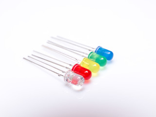 five colors leds isolated in white background