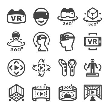 virtual reality technology icon set