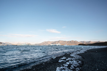  Blue twilight landscape of Jokulsarlon Lagoon, Iceland.