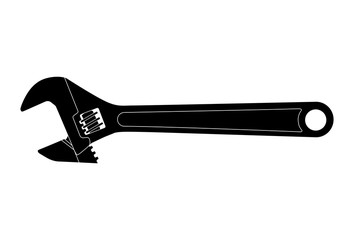 Vector adjustable wrench spanner silhouette on white background