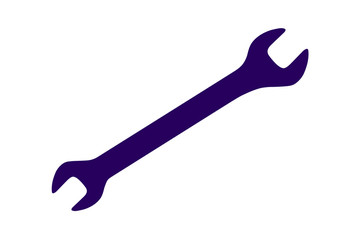 Vector dark blue double open ended wrench spanner on white background