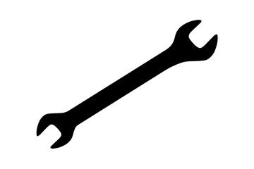 Vector double open ended wrench spanner on white background