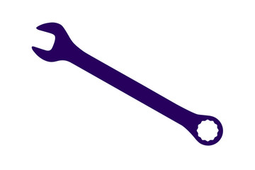 Vector dark blue wrench spanner on white background
