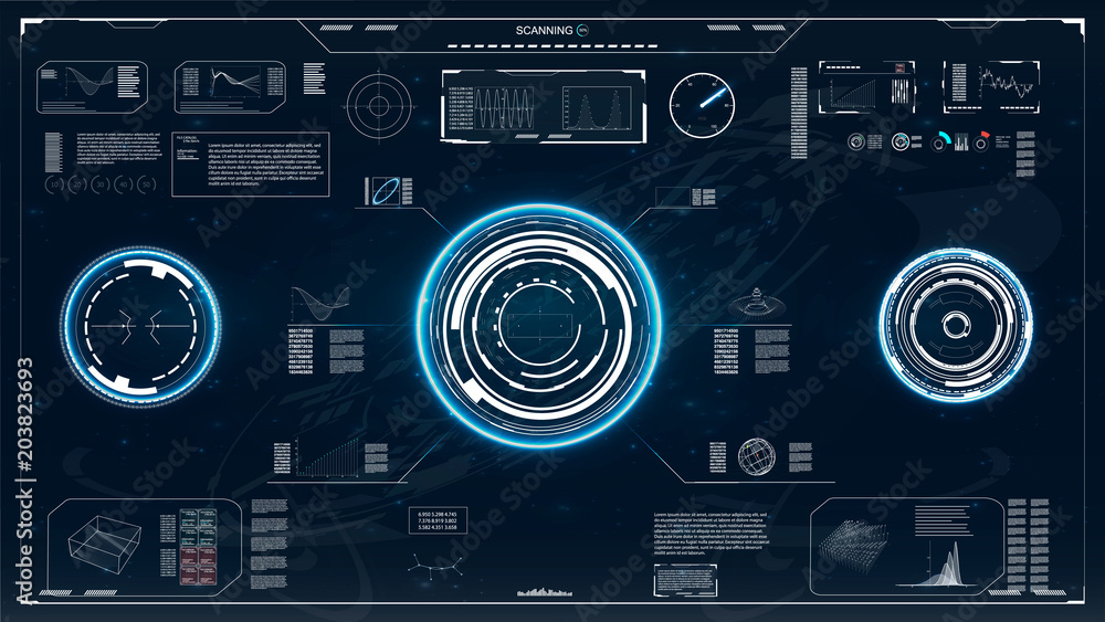 Poster radar screen. hud. futuristic user interface.vector illustration for your design. hi-tech main.