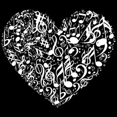 Heart with music symbol icon collection - 203823621